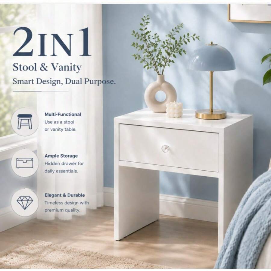 Furniture Hardware Nut - 2-In-1 Storage Stool & Nightstand, Hidden