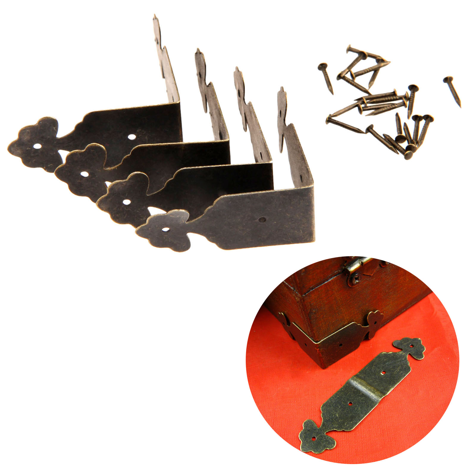 Furniture Hardware And Fittings - 4pcs Decorative Corner Protectors Iron Flower
