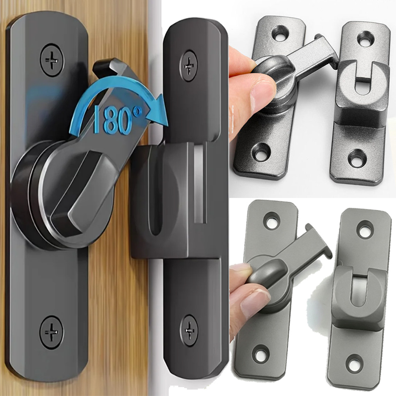Furniture Sliding Door Hardware - 90/180° Rotate Door Lock Zinc Alloy