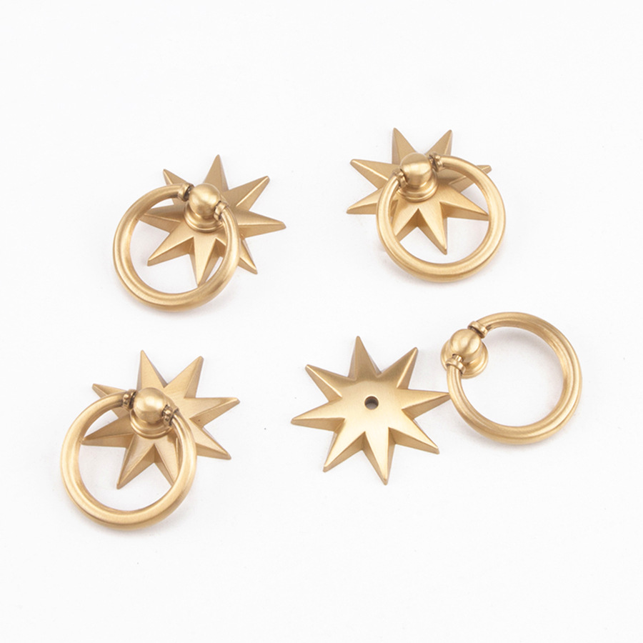 Drawer Pull Gold - Anise Star Shape Cabinet Antique Brass