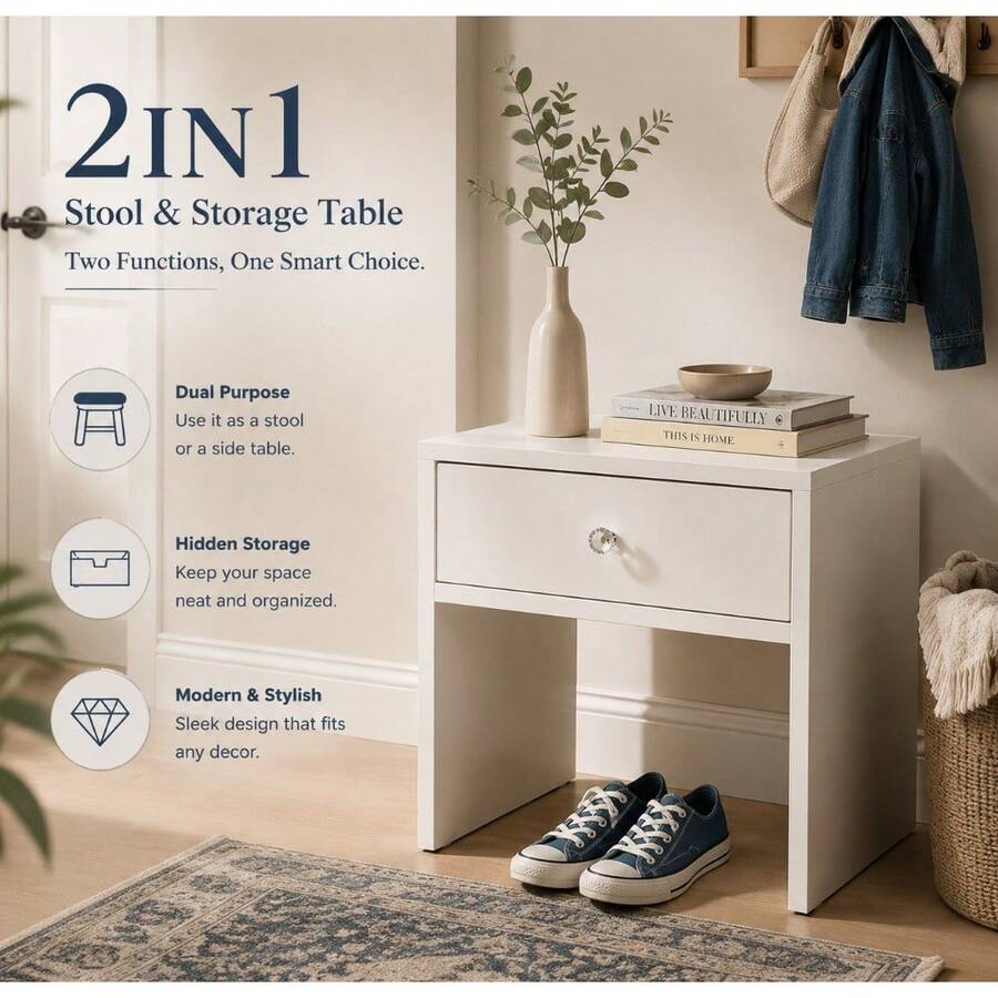 2-In-1 Storage Stool & Nightst - Furniture Hardware Nut review and price