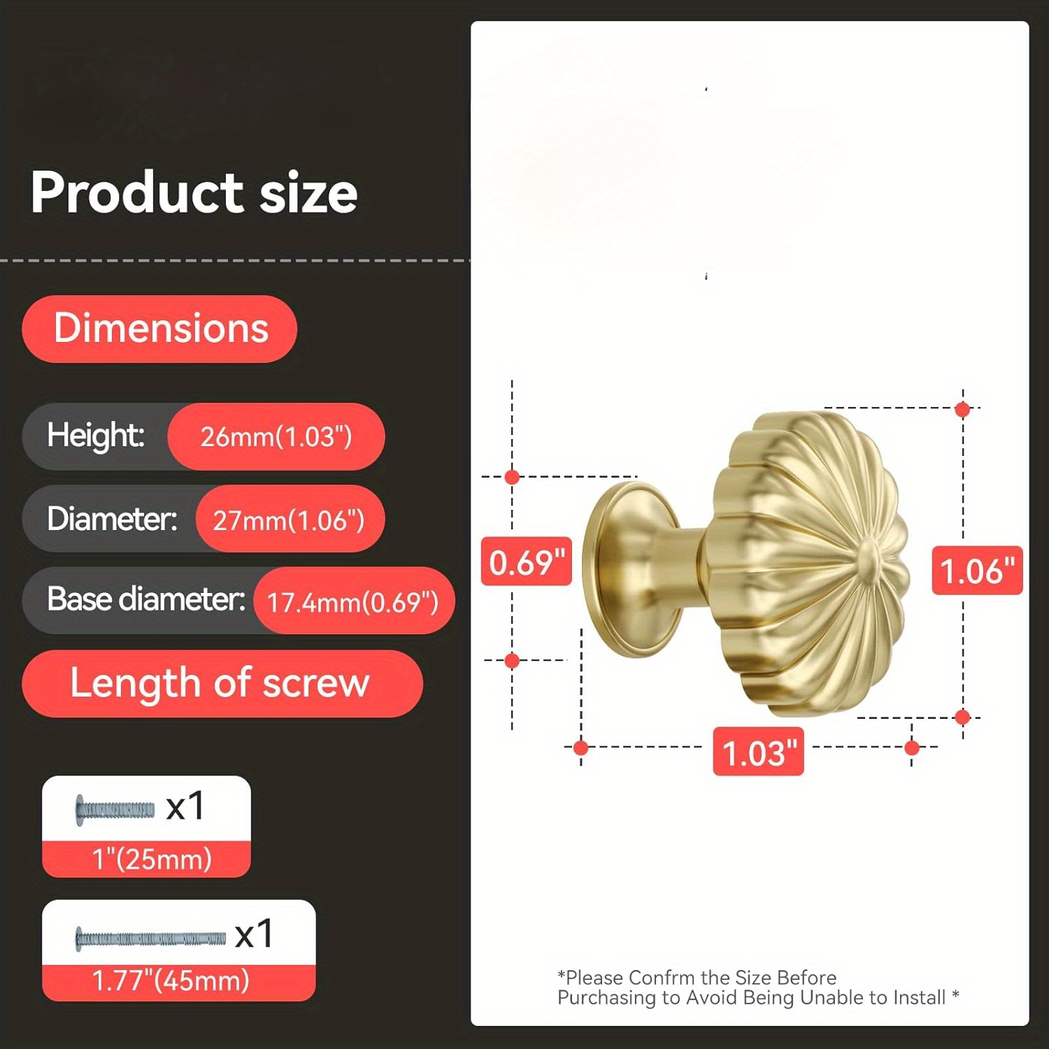 5 Pack Gold Cabinet Knobs Bras - Drawer Pull Gold review and price