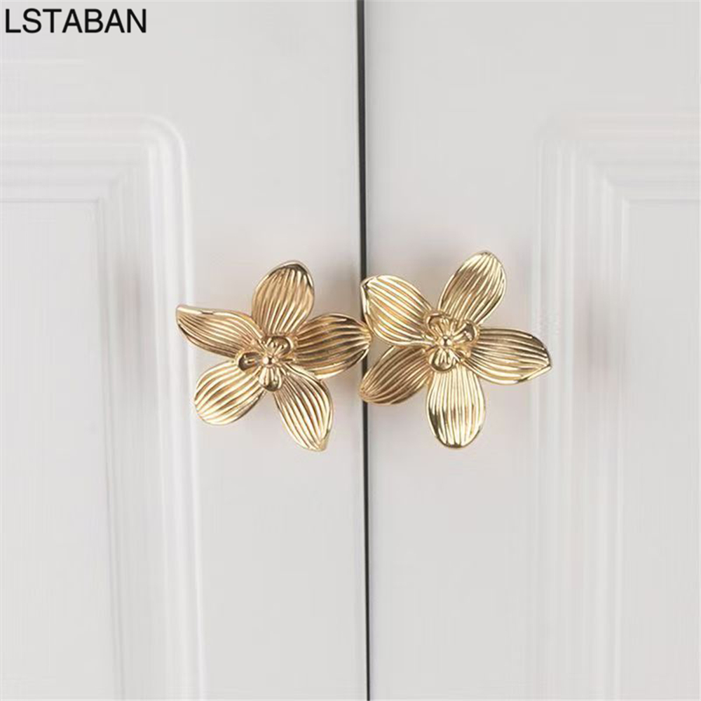 Flower Shape Solid Gold Kitche - Drawer Pull Gold review and price